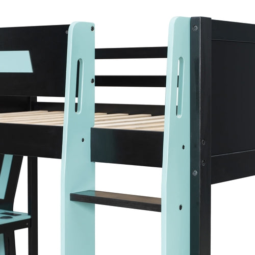 Full-Size Gaming Bunk Bed with Side-Mounted Oversized RGB Desk, USB