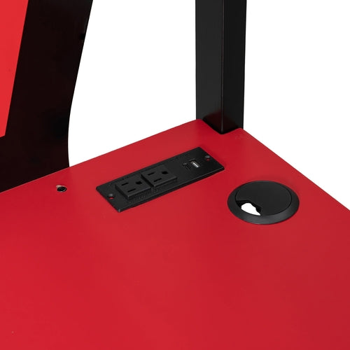 Full-Size Gaming Bunk Bed with Side-Mounted Oversized RGB Desk, USB