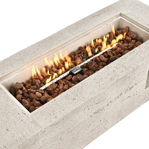 2-Piece Fire Pit Set: 41.9' Propane Fire Pit (40,000 BTU) with Burner
