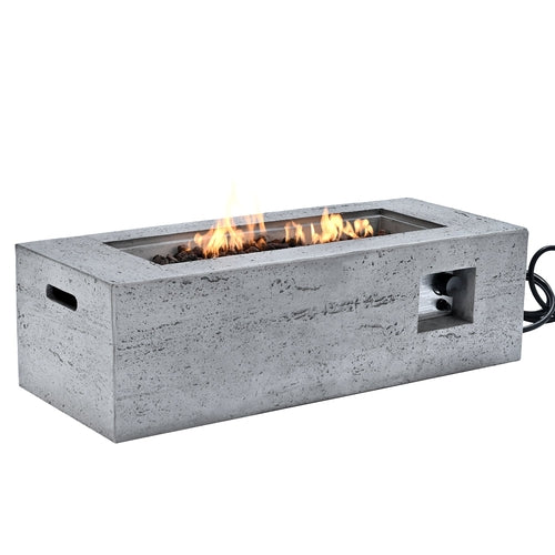 2-Piece Fire Pit Set: 41.9' Propane Fire Pit (40,000 BTU) with Burner