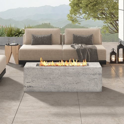 2-Piece Fire Pit Set: 41.9' Propane Fire Pit (40,000 BTU) with Burner