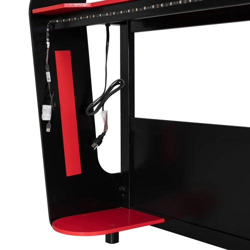 Full-Size Gaming Bunk Bed with Side-Mounted Oversized RGB Desk, USB