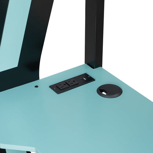 Full-Size Gaming Bunk Bed with Side-Mounted Oversized RGB Desk, USB