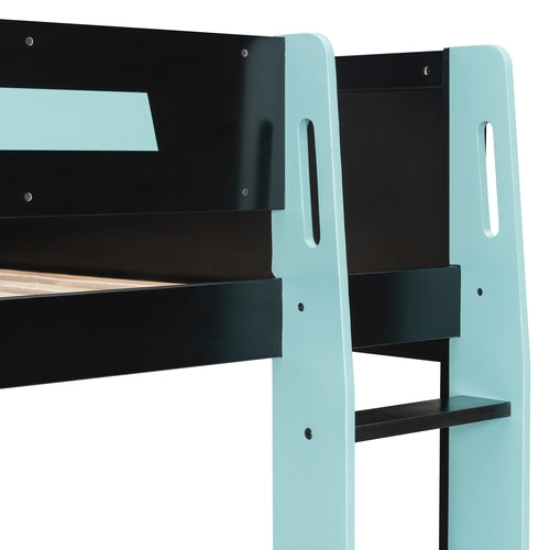 Full-Size Gaming Bunk Bed with Side-Mounted Oversized RGB Desk, USB