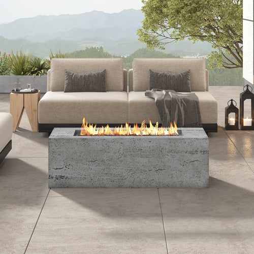 2-Piece Fire Pit Set: 41.9' Propane Fire Pit (40,000 BTU) with Burner