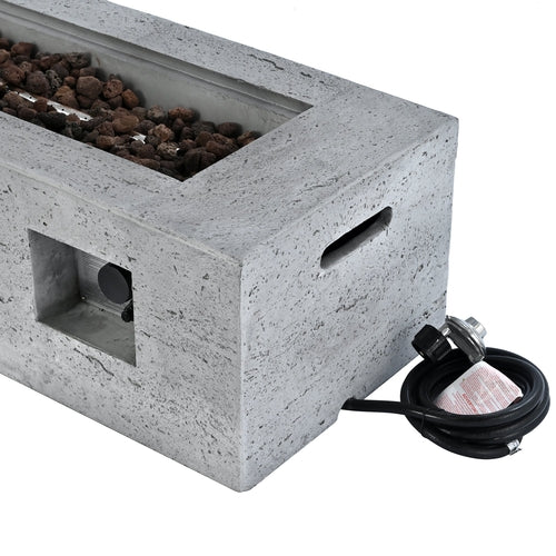 2-Piece Fire Pit Set: 41.9' Propane Fire Pit (40,000 BTU) with Burner