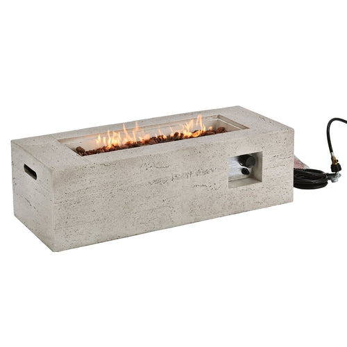 2-Piece Fire Pit Set: 41.9' Propane Fire Pit (40,000 BTU) with Burner