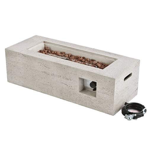 2-Piece Fire Pit Set: 41.9' Propane Fire Pit (40,000 BTU) with Burner