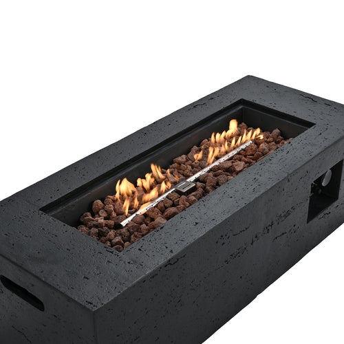 2-Piece Fire Pit Set: 41.9' Propane Fire Pit (40,000 BTU) with Burner