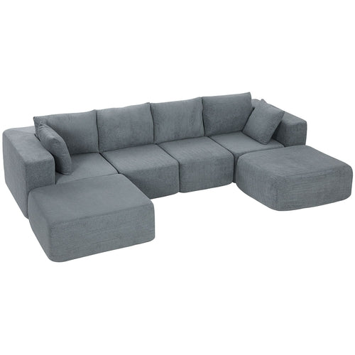 Modular Sectional Sofa, Boneless U-Shape Sectional Couch with 2