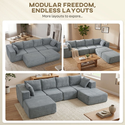 Modular Sectional Sofa, Boneless U-Shape Sectional Couch with 2