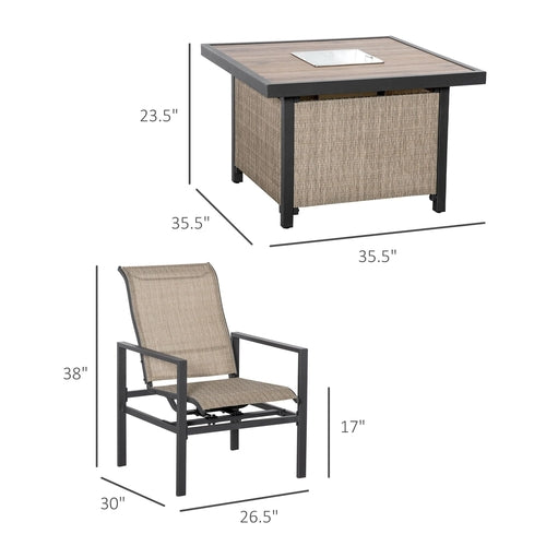 5 Piece Garden Patio Dining Set, Steel, Outdoor Conversation Set,