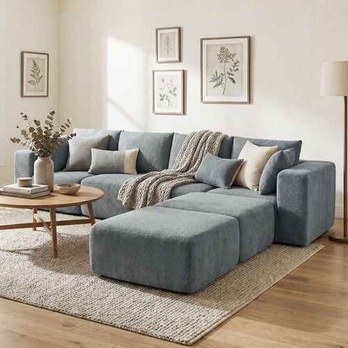 Modular Sectional Sofa, Boneless U-Shape Sectional Couch with 2
