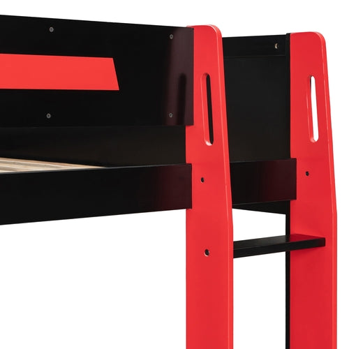 Full-Size Gaming Bunk Bed with Side-Mounted Oversized RGB Desk, USB