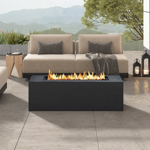 2-Piece Fire Pit Set: 41.9' Propane Fire Pit (40,000 BTU) with Burner